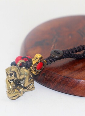 西藏纯黄铜生肖猴汽车钥匙扣吊坠