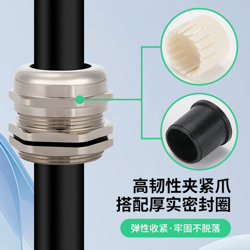 金属电缆防水接头黄铜镀镍葛兰头M12*1.5/PG7M14M16M18内螺纹连接 - 图2