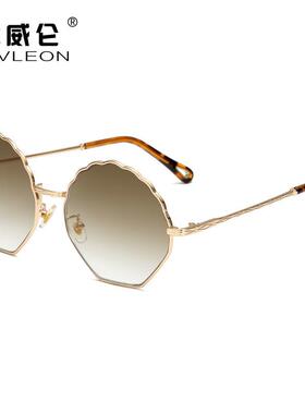 2020新款个性海洋片太阳镜花朵波浪圆形墨镜 潮款网红同款太阳镜