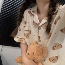 Sleepwear Lady Spring Summer Pure Cotton Short Sleeve Cute Cartoon Small Sheep Suit 2022 New Summer Thinker Home Clothes