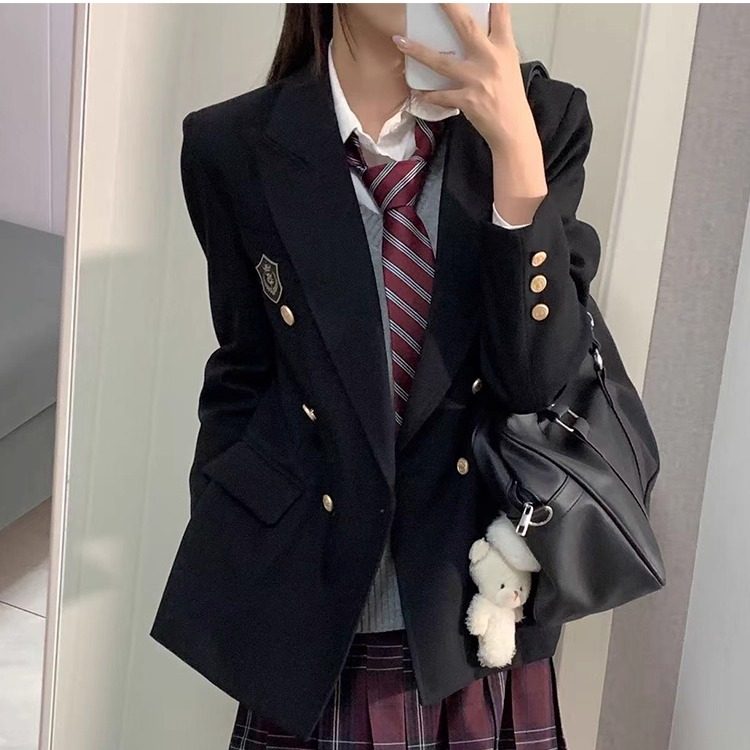 神仙club   月川高双排扣收腰西服 新品西装  JK制服西服上衣外套,淘宝优惠券,粉丝福利购,淘宝优惠卷