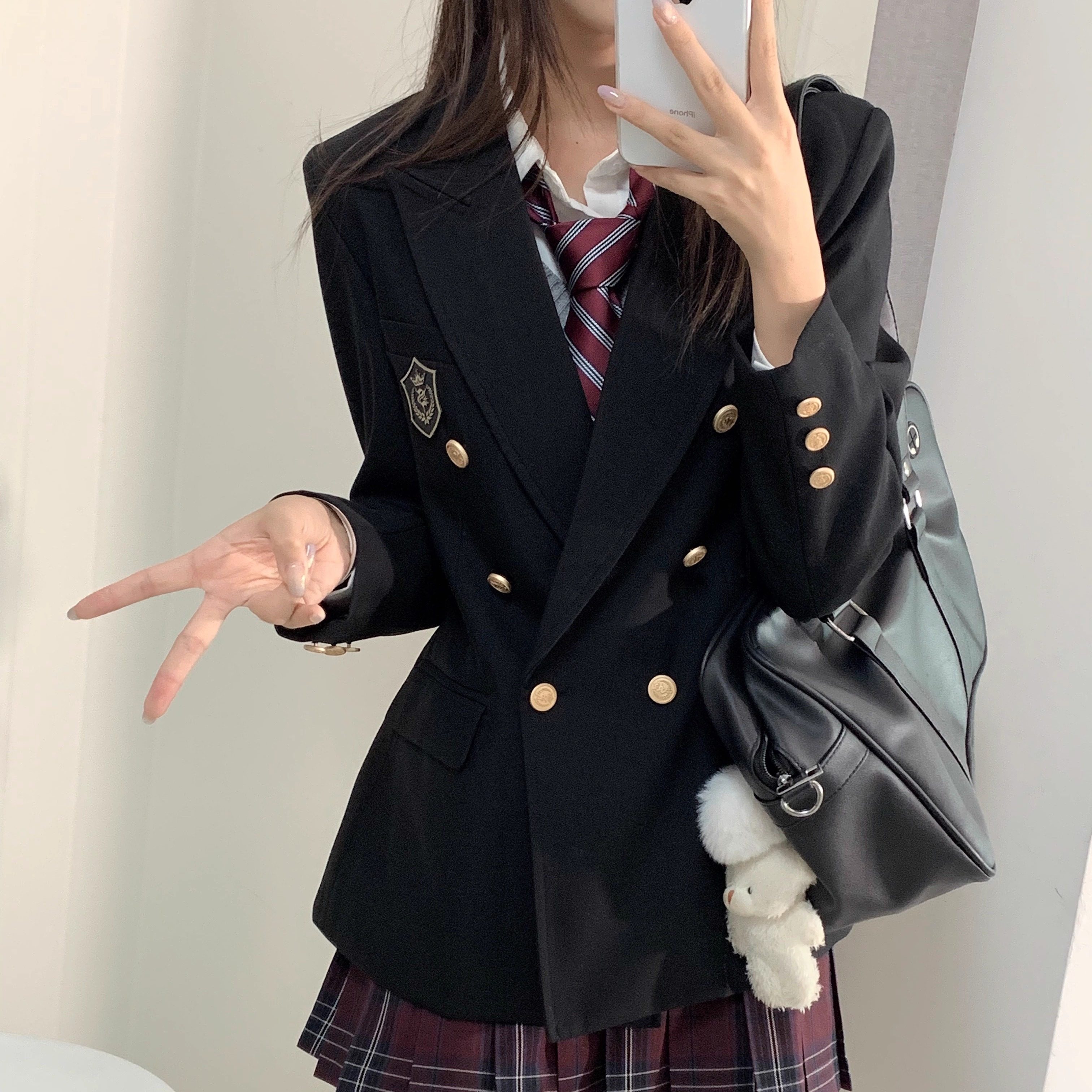 神仙club   月川高双排扣收腰西服 新品西装  JK制服西服上衣外套,淘宝优惠券,粉丝福利购,淘宝优惠卷