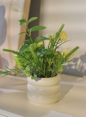 《春意》白绿木绣球花艺原创设计假花摆件餐桌仿真花摆设客厅装饰