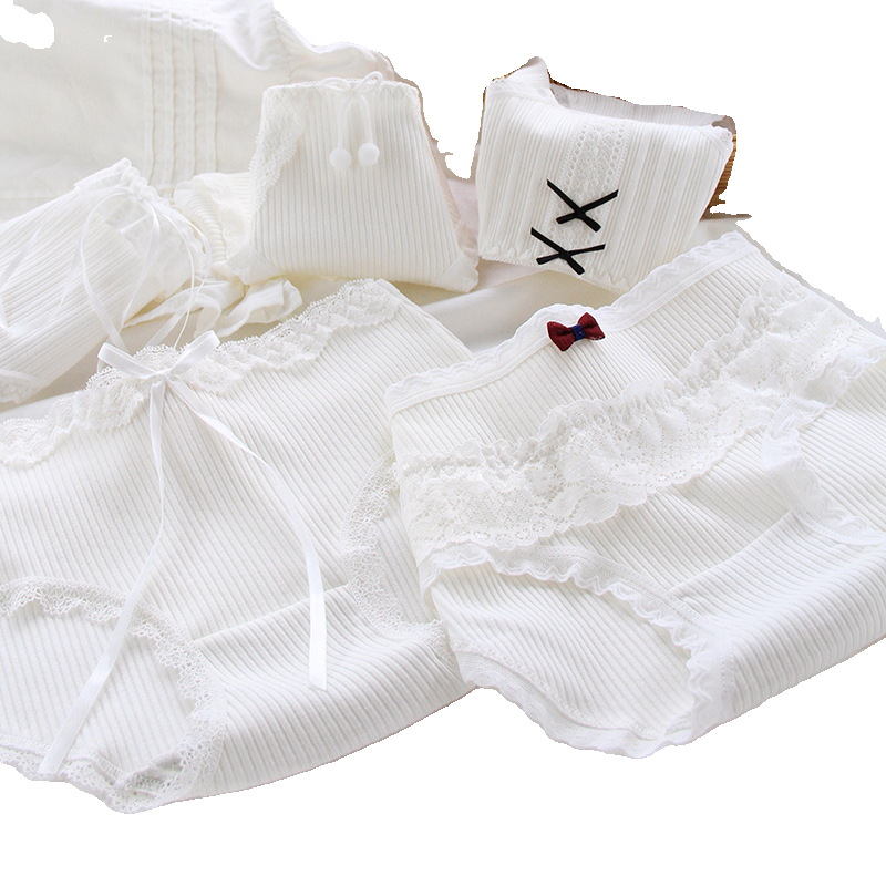 白色公主款少女内裤学生纯棉裆中腰蝴蝶结蕾丝边女士三角短裤女,淘宝优惠券,粉丝福利购,淘宝优惠卷