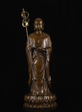 纯铜地藏王菩萨佛像摆件