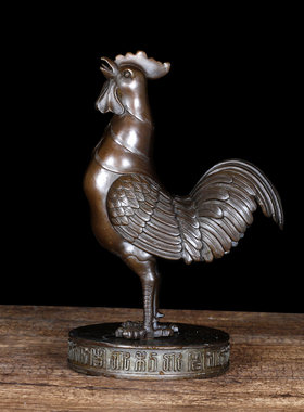 铜艺铺 纯铜圆底鸡家居摆件 鸡年礼品办公室书房大吉大利公鸡礼品
