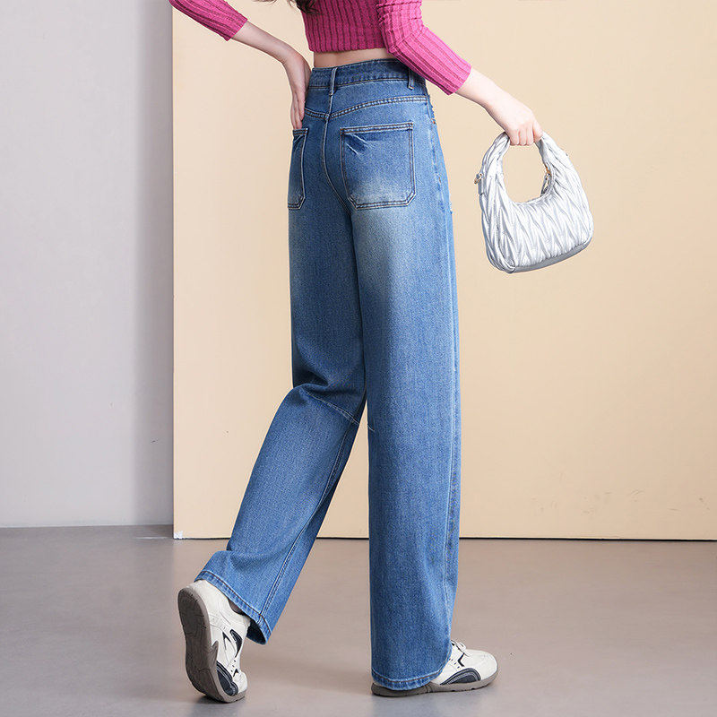 今年流行浅色弯刀阔腿牛仔裤女2026年春秋新款高腰香蕉裤直筒裤子,淘宝优惠券,粉丝福利购,淘宝优惠卷