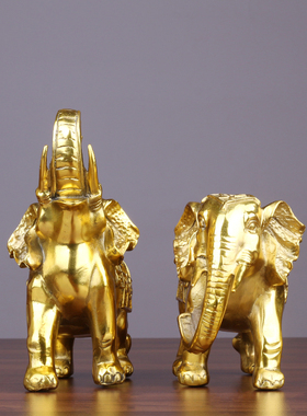 黄铜吸水象大号大象一对中式家居