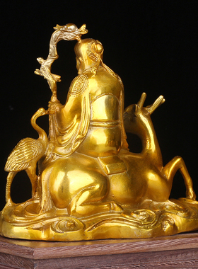 黄铜骑鹿寿星中式家居摆件