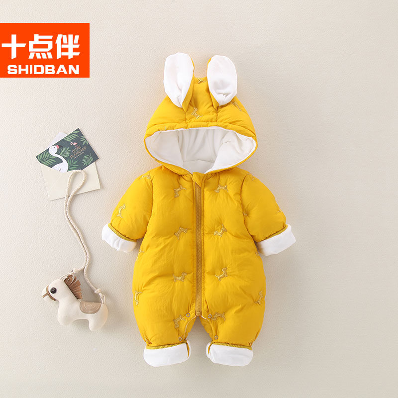 婴儿长袖套装女宝宝连体衣加厚棉衣 十点伴周家连身衣/爬服/哈衣
