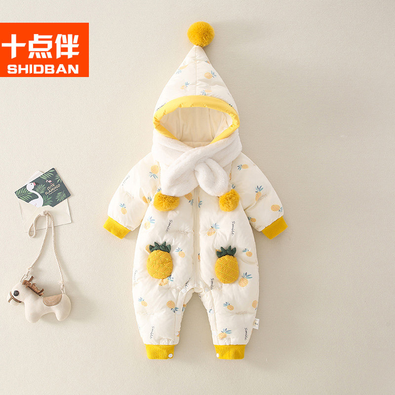 婴儿秋冬衣服加厚3-6个月9连体衣 十点伴周家连身衣/爬服/哈衣