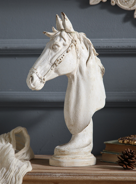 欧式复古马头雕塑艺术摆件