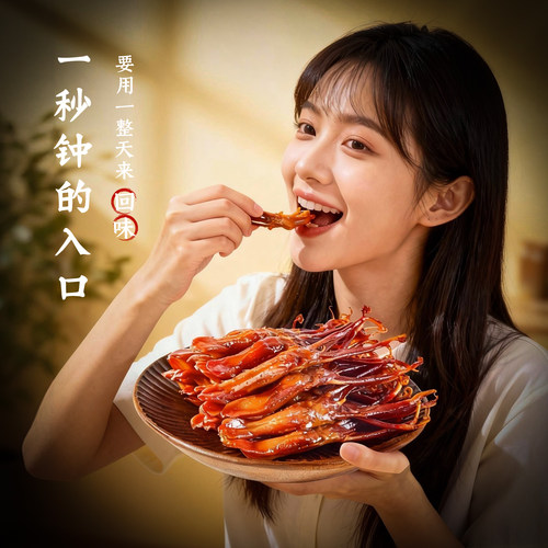 初旭酱香鸭舌240g/208g 温州特产卤味休闲零食辣味鸭货独立小包装 - 图1