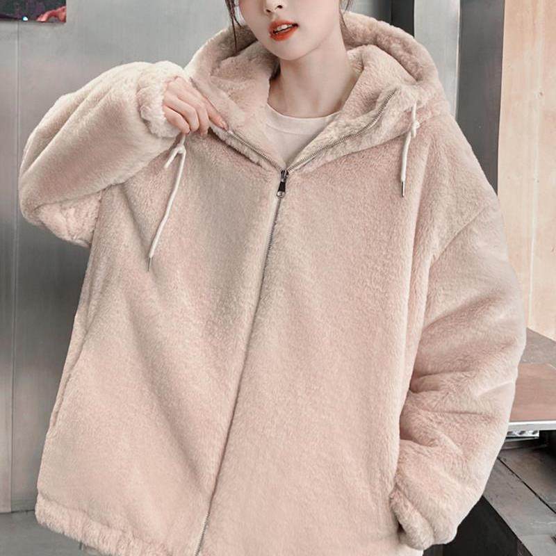 双面羊羔毛绒外套2025秋冬新款彷獭兔毛茸茸大衣短款加厚连帽棉服,淘宝优惠券,粉丝福利购,淘宝优惠卷