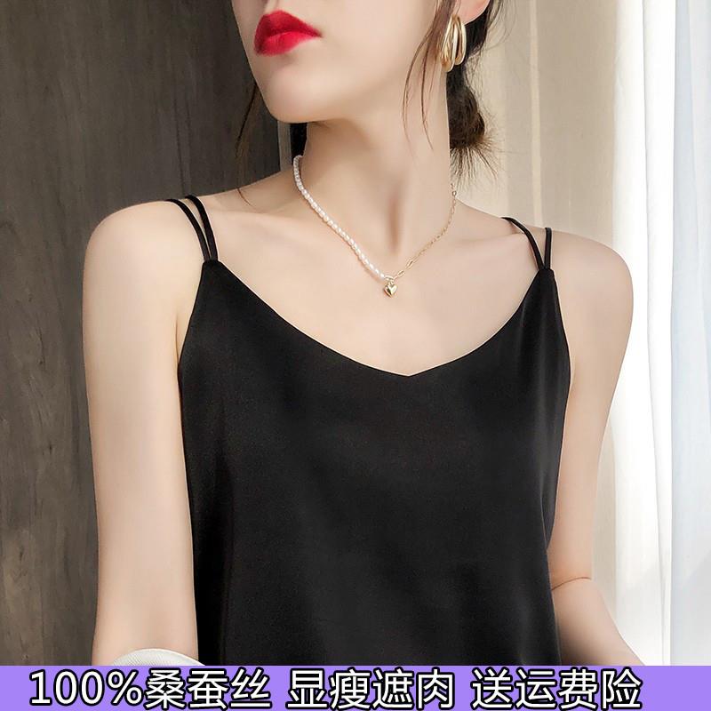 100%桑蚕丝吊带背心女2025新款夏外穿美背露背西装内搭打底真丝 - 图0