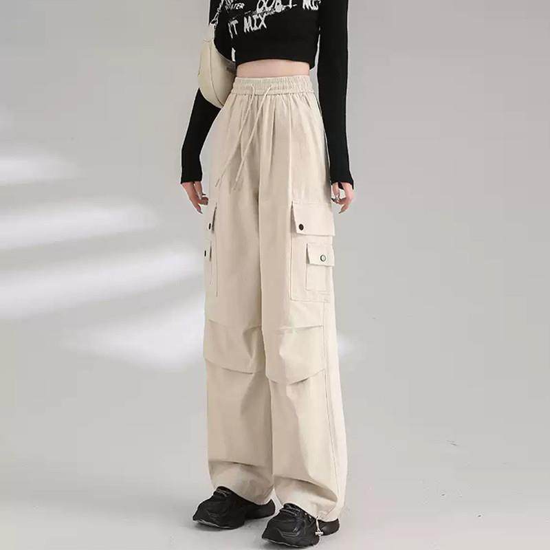 美式红色阔腿工装裤女春季2025新款宽松束脚运动休闲裤子,淘宝优惠券,粉丝福利购,淘宝优惠卷