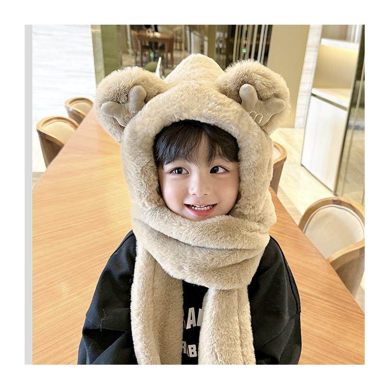 宝宝帽子冬骑行保暖毛绒帽男女童防护面罩儿童围巾手套一体帽防风,淘宝优惠券,粉丝福利购,淘宝优惠卷
