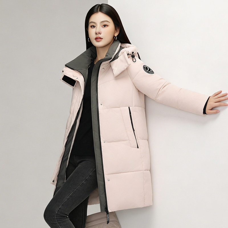 鸭鸭羽绒服女中长款2025冬季新款时尚保暖加厚90%白鸭绒极寒外套