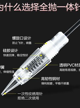 螺口一体针头夏梦全抛式针头单针圆针纹眉针眼线雾眉纹绣机器针