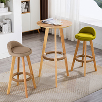 Gold medal seller solid wood high foot table minimalist high leg small round table coffee table for home bar table table table and chair combination