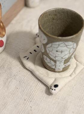 猫咪杯垫可爱慵懒劈叉桌面防烫咖啡杯垫茶垫治愈家居摆件拍照道具
