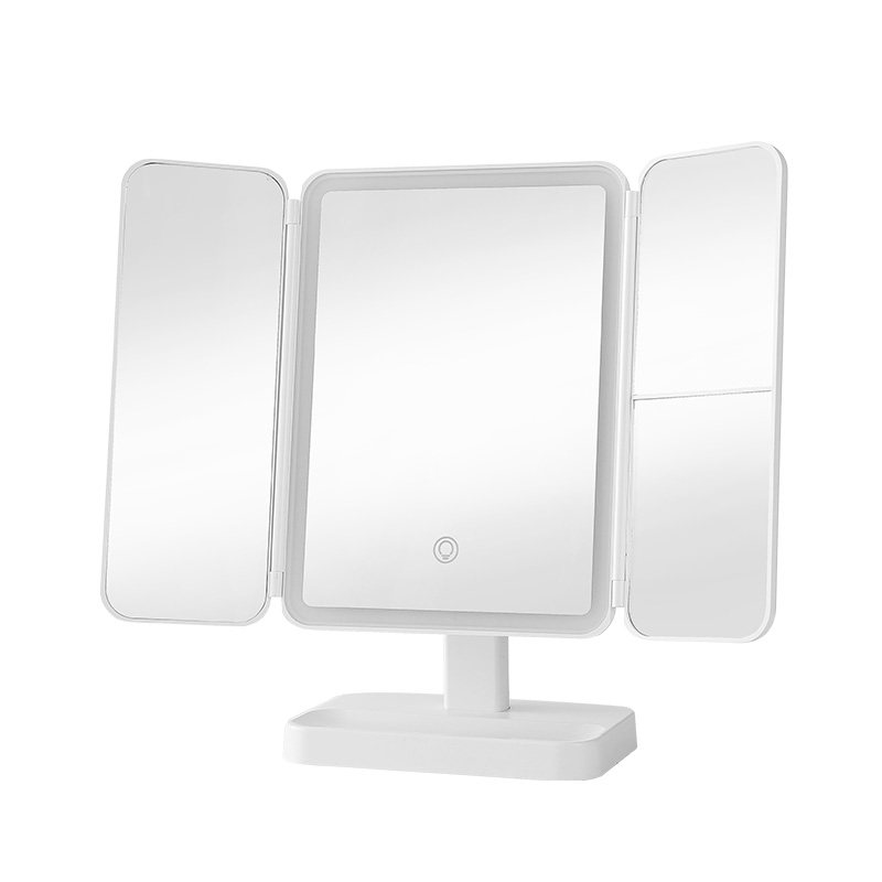 高清台式智能化妆镜子led带灯家用折叠三折化妆梳妆补光贝壳镜,淘宝优惠券,粉丝福利购,淘宝优惠卷