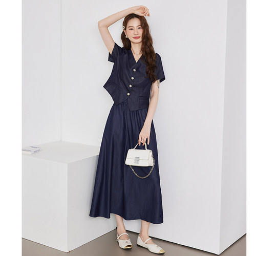 绮娑大码女装开衫上衣2026年夏季新款V领显瘦胖MM天丝牛仔衬衫 - 图3