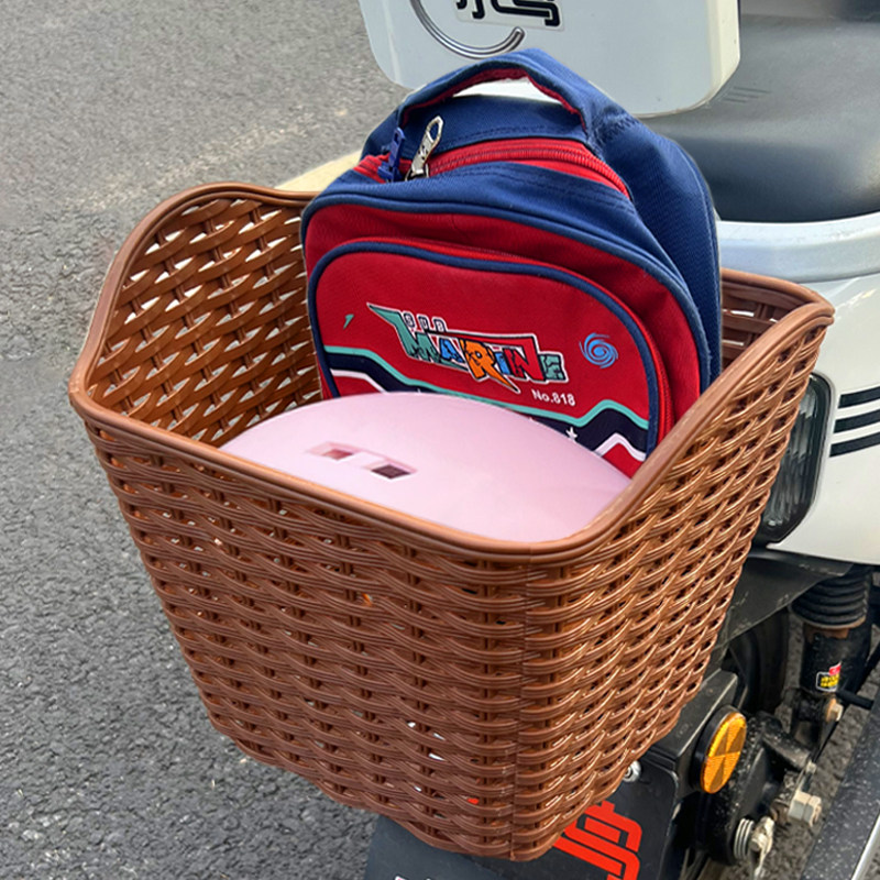 Electric rear basket for school bags and helmet storage