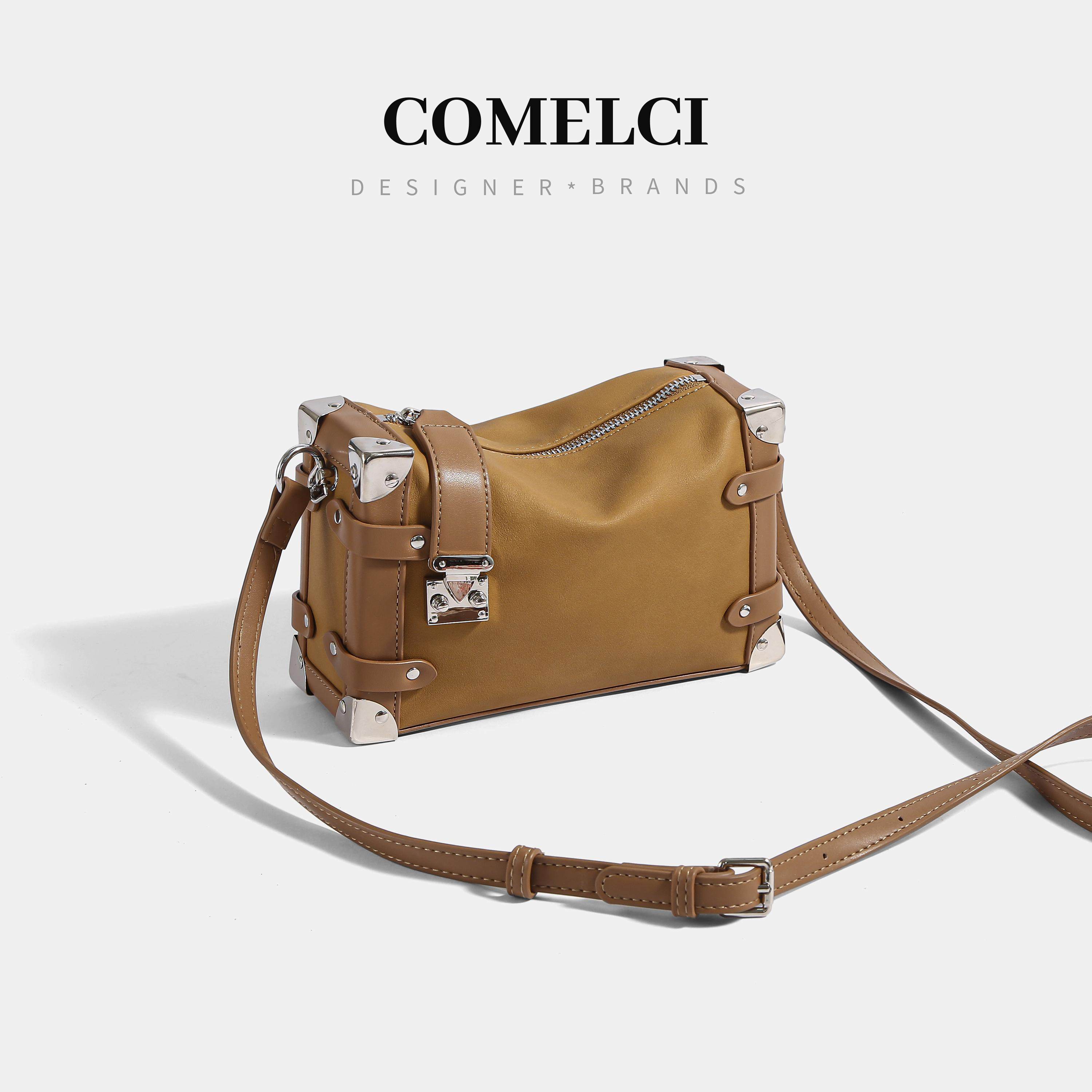 【大牌平替】复古磨砂皮钮钉高质感单肩斜挎包腋下包手提盒子包女,淘宝优惠券,粉丝福利购,淘宝优惠卷