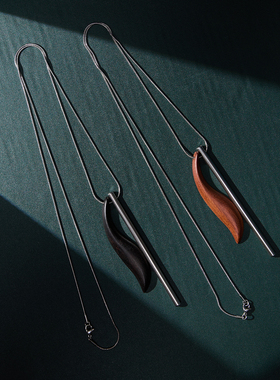 木槿S型檀木吊坠毛衣链吉祥顺遂