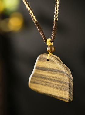 堇一～寓意弥足珍贵 复古中国风沉贵宝檀木吊坠简约项链长毛衣链