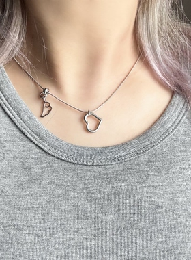 日韩系ins风简约日常镂空爱心翅膀蛇骨项链小众复古y2k锁骨链叠戴