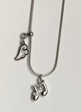 韩系ins风简约日常音符翅膀蛇骨项链小众y2k甜酷复古叠戴锁骨链