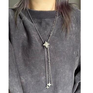 朋克金属风十字星抽拉长项链小众y2k甜酷复古日韩系ins风毛衣链