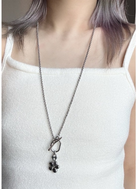 日韩系ins金属风花朵几何ot扣长项链小众复古甜酷y2k简约毛衣链