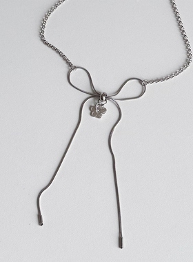 日韩系ins风线条蝴蝶结花朵蛇骨项链小众复古y2k甜酷简约锁骨链
