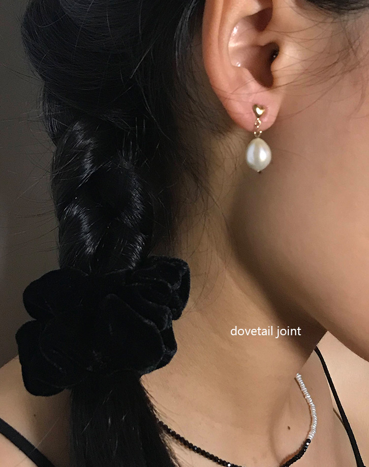 dovetail joint进口14K包金爱心心形天然珍珠耳钉耳饰小众可爱-图2