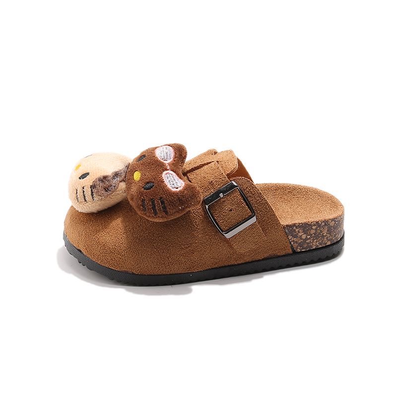 可爱儿童勃肯鞋2025外穿简约包头半拖鞋春秋女童可爱卡通棉拖鞋 - 图0