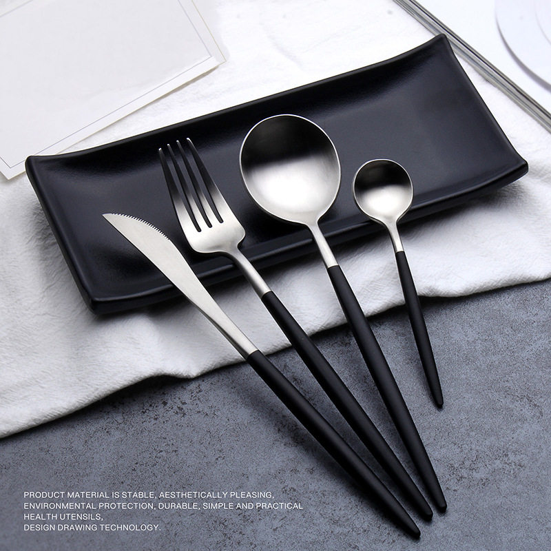 304牛排刀叉葡萄牙款亚光勺子商用甜品叉勺咖啡勺筷子黑金网红勺,淘宝优惠券,粉丝福利购,淘宝优惠卷