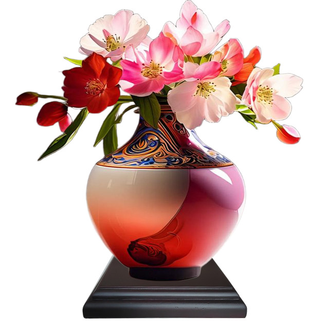 Crafts ornaments wooden base vase