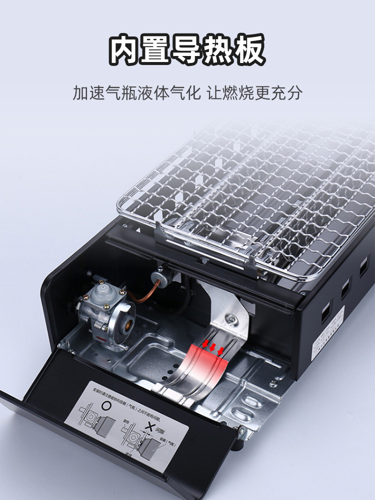 藤次郎烧烤炉户外野餐炉小型家用烤肉炉便携式瓦斯丁烷气卡式炉