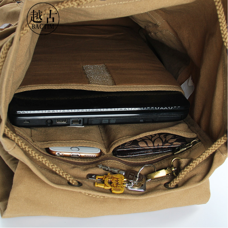 越古男士复古休闲登山包旅行帆布包 越古双肩背包