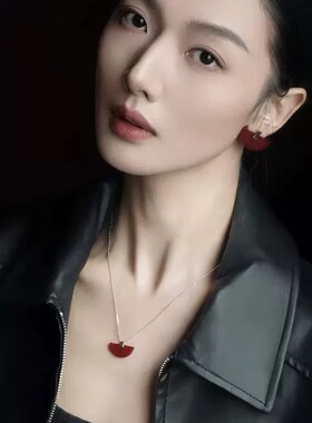 原创设计高级感新中式燕尾榫扇形天然红玛瑙项链榫卯项链26新款女