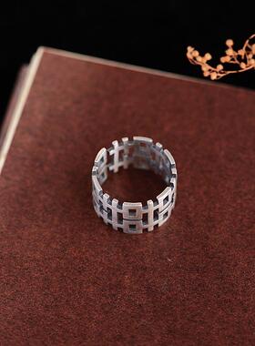 925纯银镂空指环复古文艺风