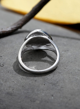 柏羽s925银黑色烤漆戒指指环女款