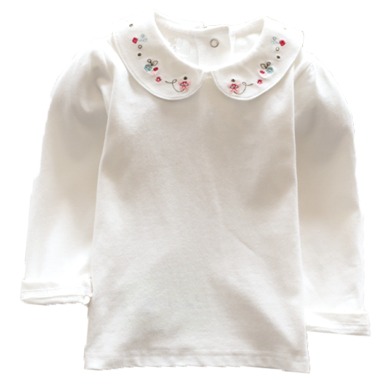 女童打底衫春秋款长袖娃娃领衬衣童装儿童纯棉加绒加厚T恤刺绣,淘宝优惠券,粉丝福利购,淘宝优惠卷