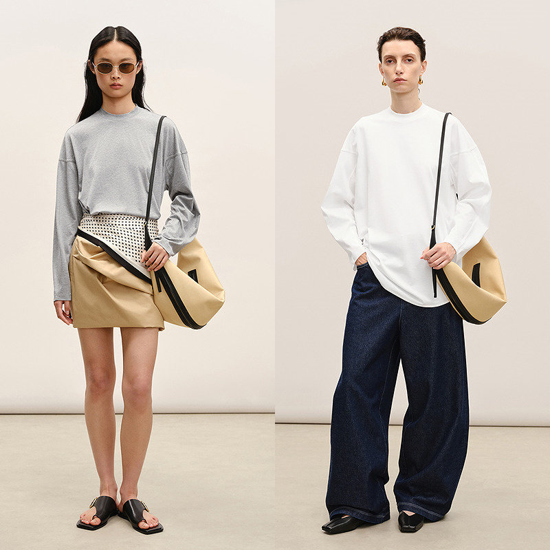 【商场同款】LESS2026春新休闲落肩长袖T恤