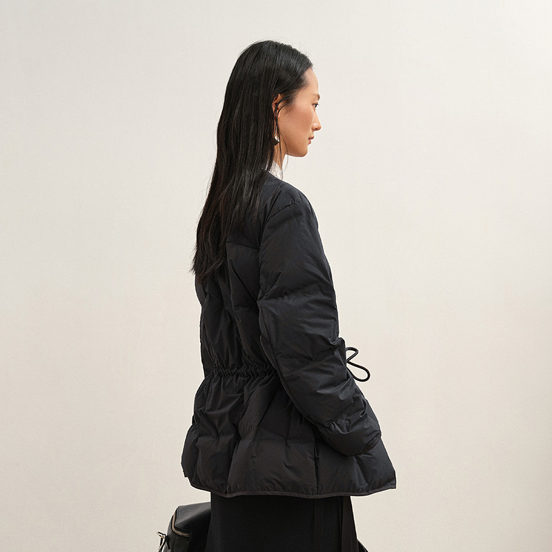 【商场同款/白鹅绒】LESS2025年冬新款方格收腰羽绒服女2P0C17710