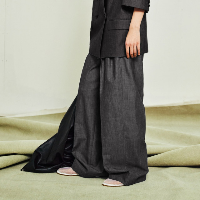 Spring and Autumn Sheep Wool Loose Trousers Women's Fashion Straight Suit Pants 2O7E13190