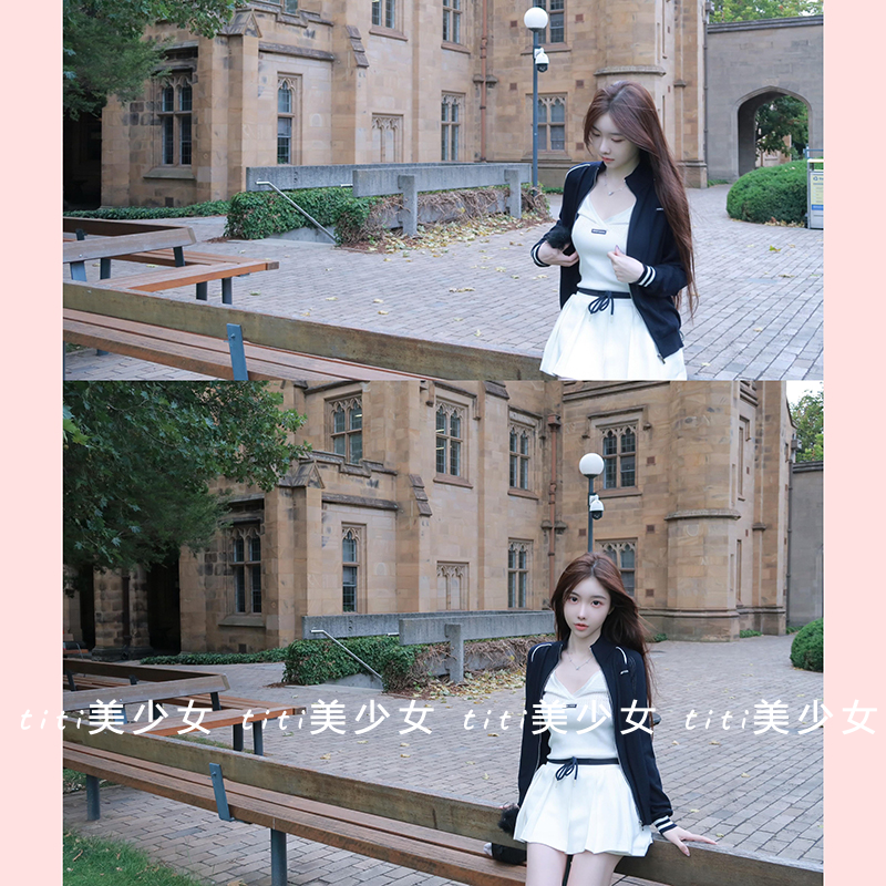 【TiTi美少女】纯欲针织拉链修身减龄长袖外套针织背心百褶裙套装,淘宝优惠券,粉丝福利购,淘宝优惠卷